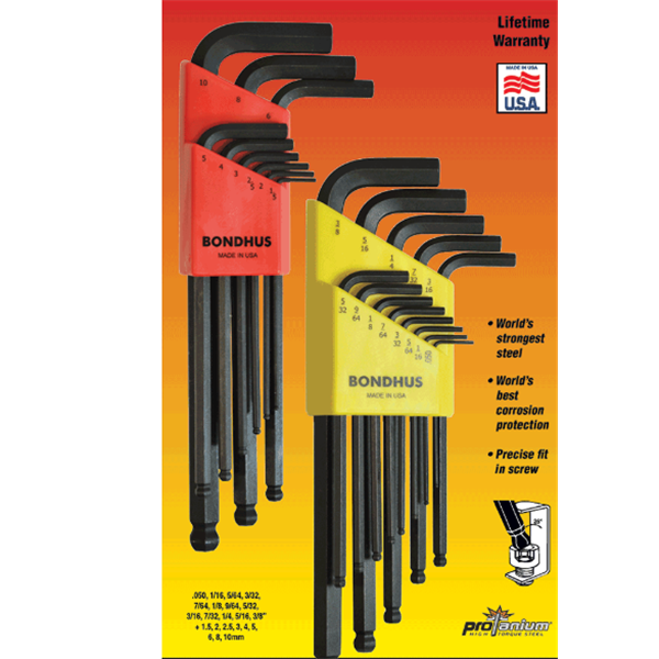 美國Bondhus金屬盒中的六角端L型扳手組MHLX15MS