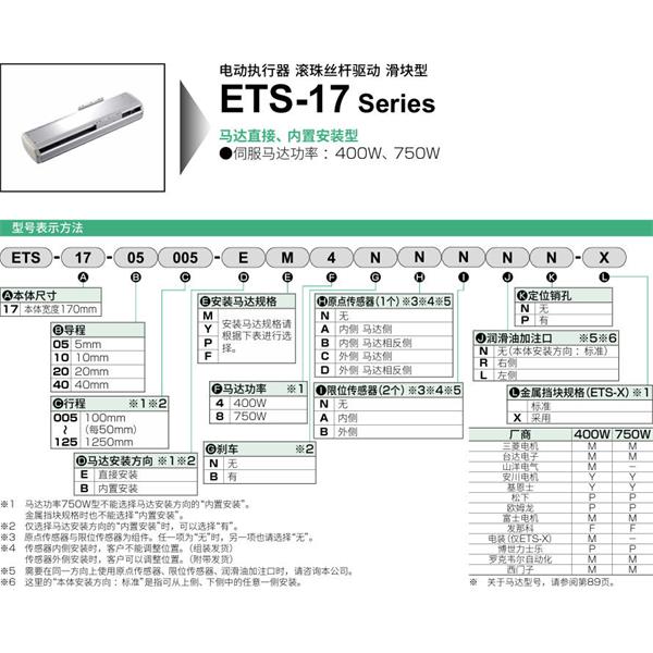 CKD喜開理電動執(zhí)行器（無馬達(dá)型）滑塊型ETS-17-05005-EM4NNNNN
