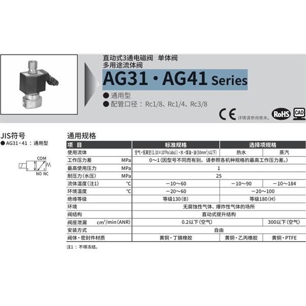 CKD喜開(kāi)理多種流體直動(dòng)式2通電磁集成閥AG41-01-2-AC100V