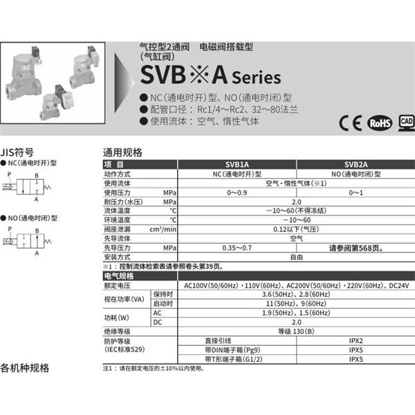CKD喜開(kāi)理氣控型2通閥（氣缸閥）SVB1A-10A-02CS-AC100V
