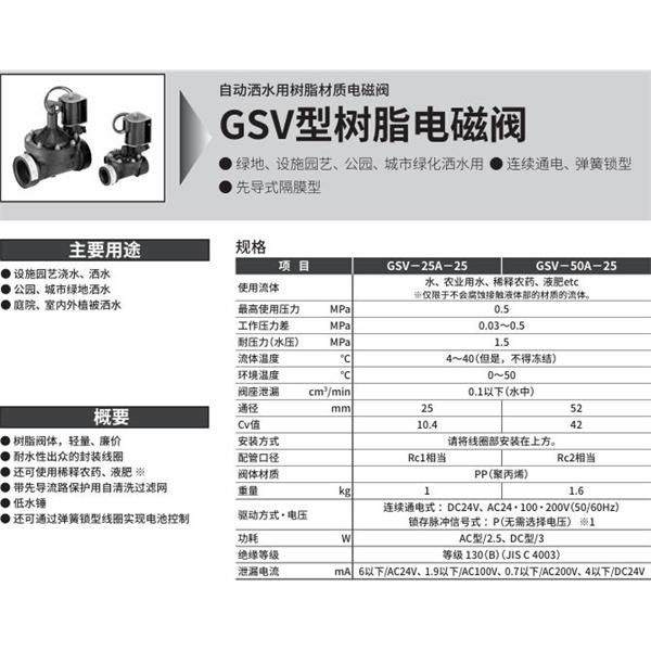 CKD喜開理自動灑水用樹脂制電磁閥GSV-25A-25P-AC200V