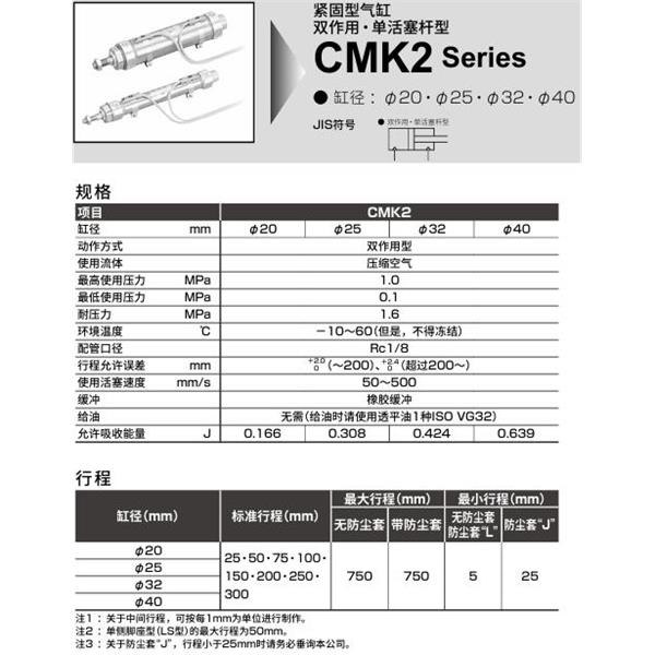 CKD喜開理緊固型氣缸CMK2-FB-40-700-B2