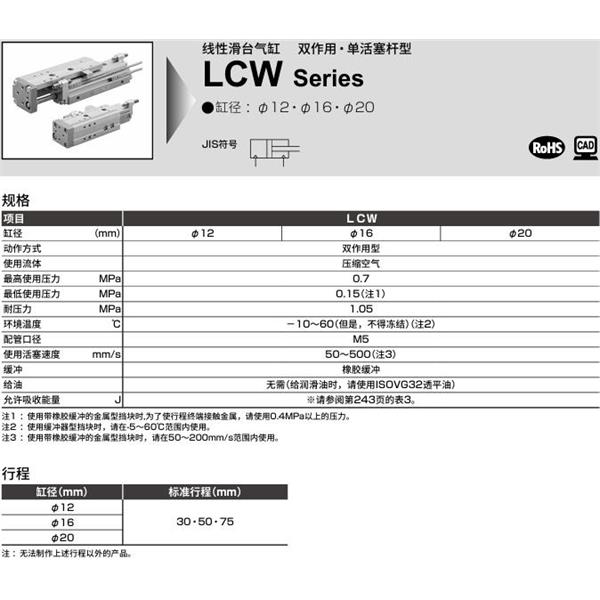 CKD喜開理線性滑臺(tái)氣缸LCW-20-75-L-A