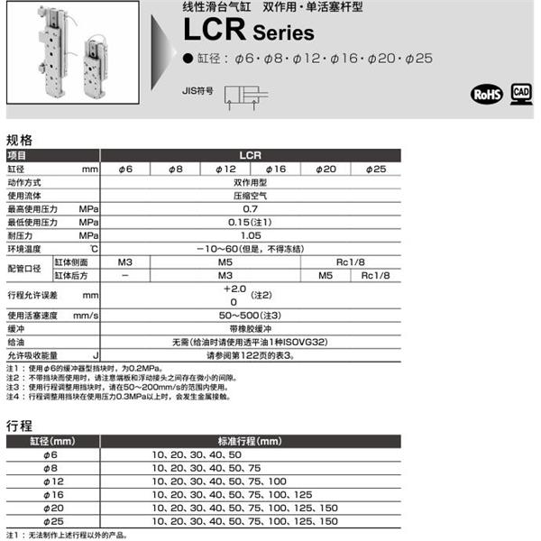CKD喜開(kāi)理線性滑臺(tái)氣缸LCR-20-20-F2H1-R-S506DTBLN