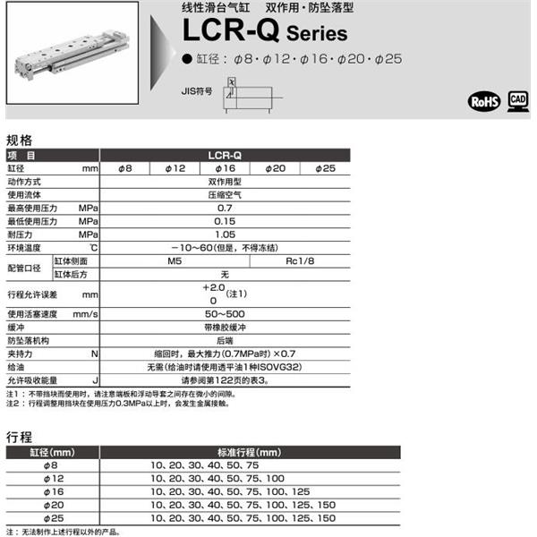 CKD喜開理線性滑臺氣缸LCR-Q-8-75-F2H1-R-S202DTBL