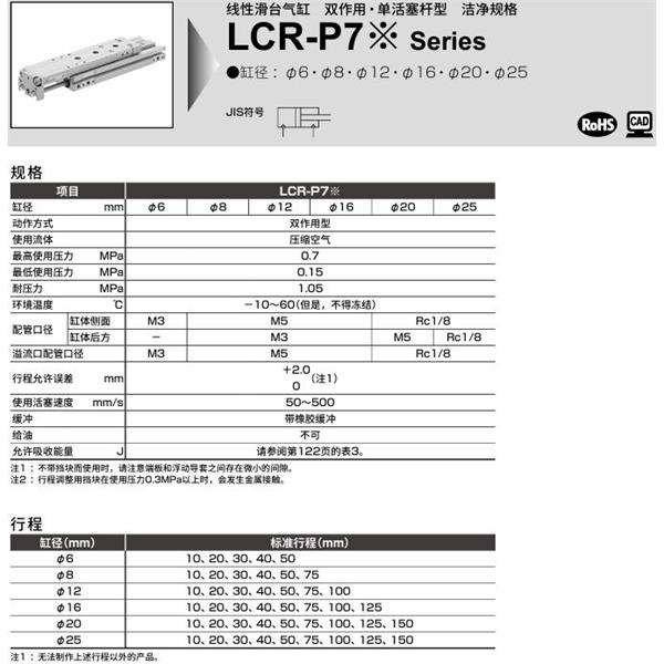 CKD喜開理線性滑臺(tái)氣缸LCR-20-30-F2H1-R-S506DTP72