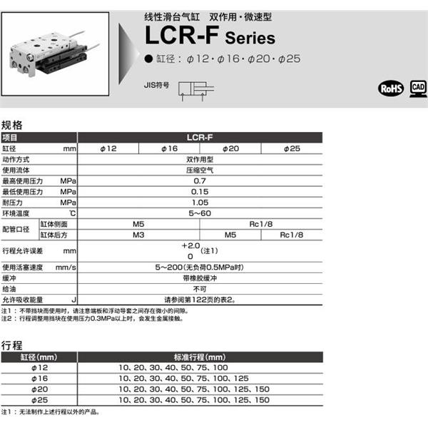 CKD喜開理線性滑臺氣缸LCR-F-25-40-F2H1-R-S506DTN