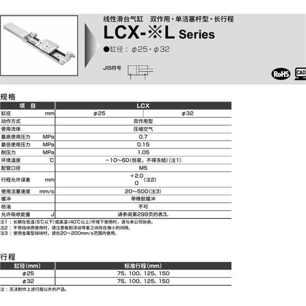 CKD喜開(kāi)理線性滑臺(tái)氣缸LCX-25L-100-S5