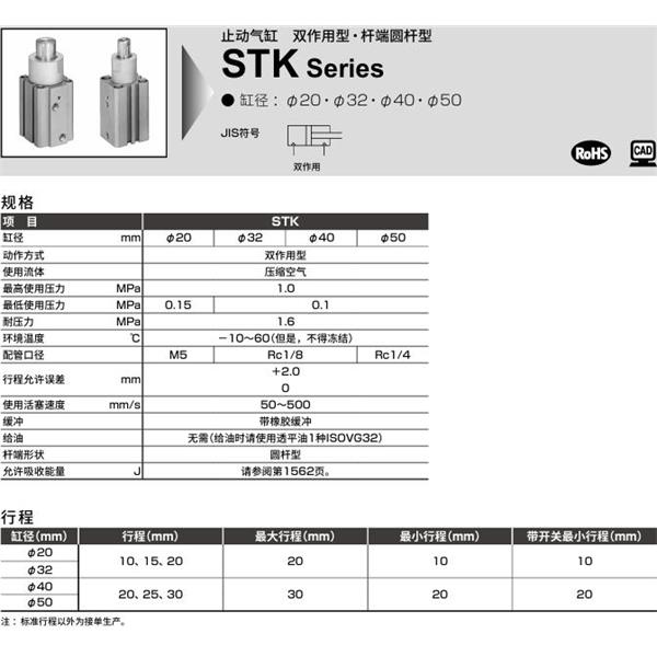 CKD喜開(kāi)理止動(dòng)氣缸STK-JY-32-10-T0H-R-N11