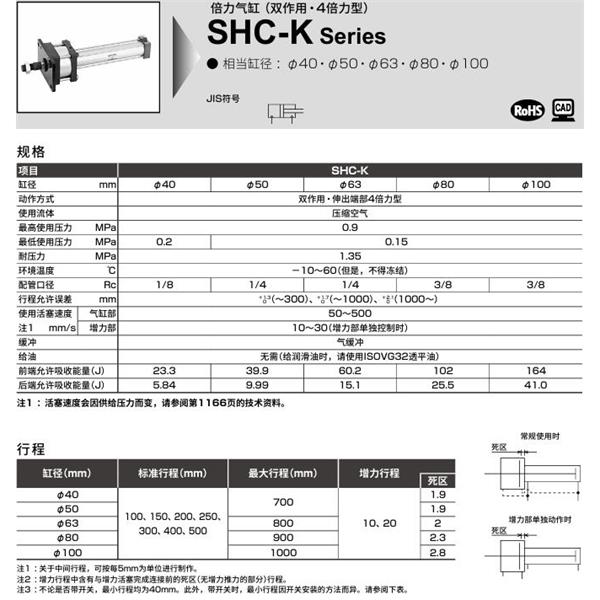 CKD喜開理倍力氣缸SHC-K-L2-TA-80N-100-20-H0-R-SI