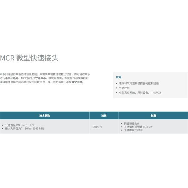 瑞士STAUBLI史陶比爾微型快速接頭MCR 02.7904