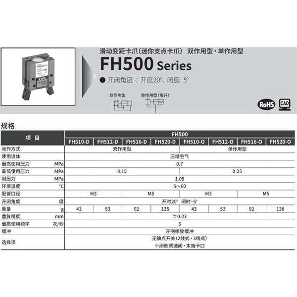 CKD喜開理滑動變距卡爪FH520-O-T2V-R-B