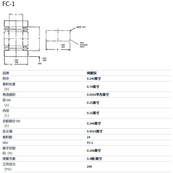美國MW Components電鍍型伺服波紋管FC-7
